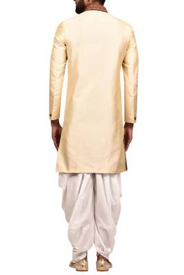 Gold embroidered art silk sherwani 2