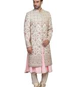 Pink embroidered art silk sherwani