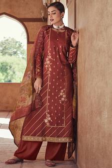 Orange embroidered silk salwar