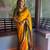 Mustard printed silk saree with blouse