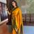 Mustard printed silk saree with blouse
