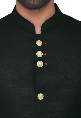 Black plain polyester jodhpuri-sherwani 2