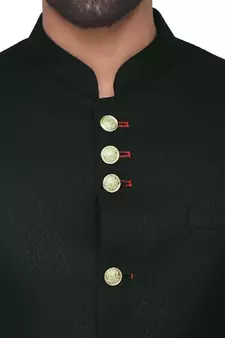 Black plain polyester jodhpuri-sherwani