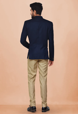 Blue embroidered rayon jodhpuri-sherwani 3