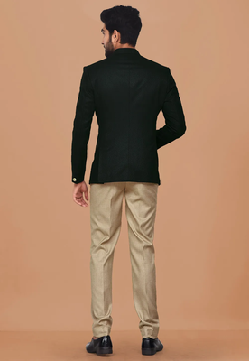 Black plain polyester jodhpuri-sherwani 3