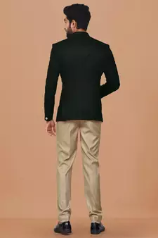 Black plain polyester jodhpuri-sherwani
