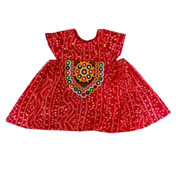 Aglare cotton bandhni frock ,,frocks for girls,, frocks for kids, frocks. red 1