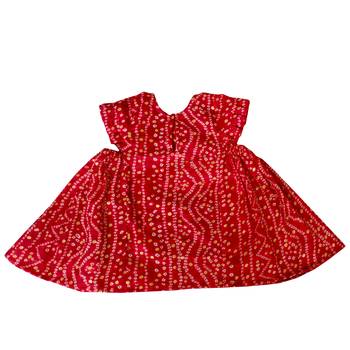 Aglare cotton bandhni frock ,,frocks for girls,, frocks for kids, frocks. red 2
