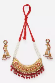 Red pearl necklace-sets