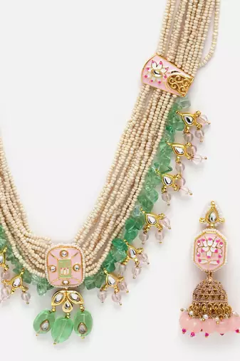Pink pearl necklace-sets