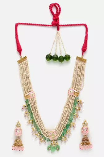 Pink pearl necklace-sets