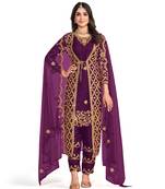 Purple Koti Style Eid Salwar Suit Net