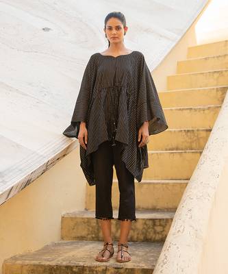 Black Beauty Lurex Cotton Kaftan Kurta With Pant Set 1