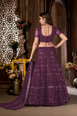 Purple mirror net  lehenga 3