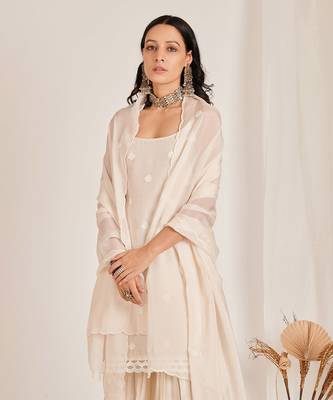 Moonlight White Lotus Embroidered Sharara Set 3