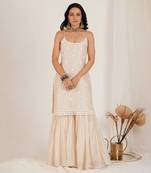 Moonlight White Lotus Embroidered Sharara Set