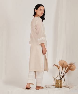 Moonlight White Floral Embroidered Kurta Set 2