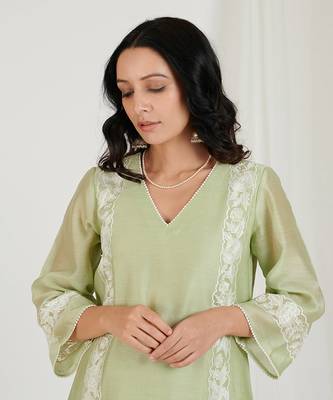 Mint Green Floral Embroidered Kurta Set 2