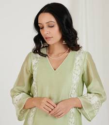 Mint Green Floral Embroidered Kurta Set