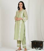 Mint Green Floral Embroidered Kurta Set