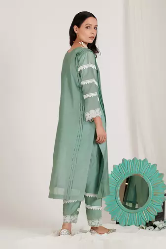 Marine Green Embroidered Kurta Set