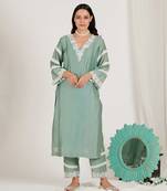 Marine Green Embroidered Kurta Set