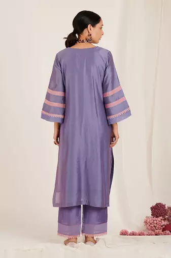 Lavender Pink Chanderi Kurta Set