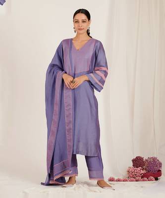 Lavender Pink Chanderi Kurta Set 1