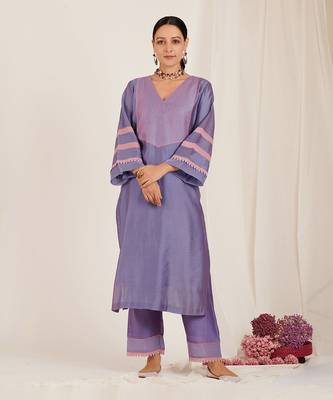 Lavender Pink Chanderi Kurta Set 3