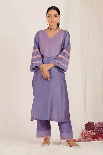 Lavender Pink Chanderi Kurta Set
