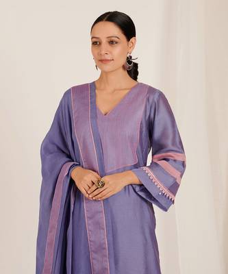 Lavender Pink Chanderi Kurta Set 4