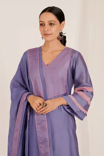 Lavender Pink Chanderi Kurta Set