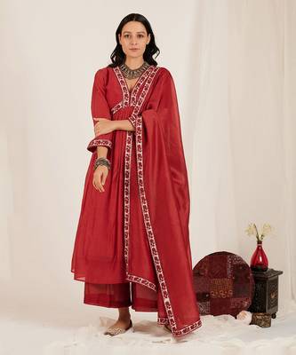 Maroon Heavy Embroidered Kurta Set 1