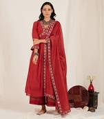 Maroon Heavy Embroidered Kurta Set