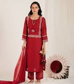 Maroon Embroidered Kurta Set