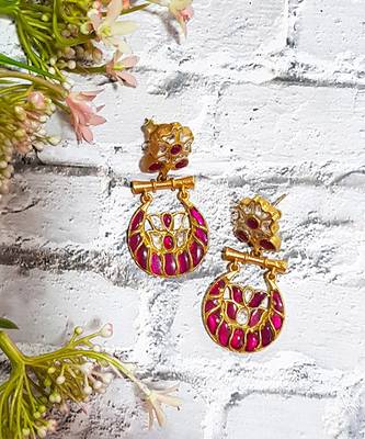 Pink Pachi Chandbali Earring 2