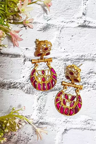 Pink Pachi Chandbali Earring
