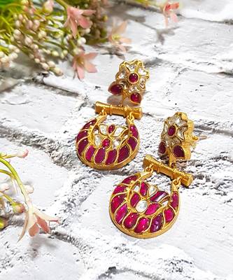 Pink Pachi Chandbali Earring 3