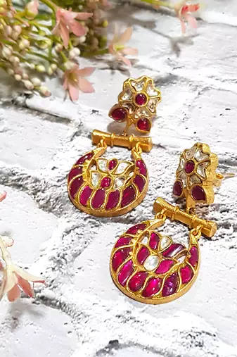 Pink Pachi Chandbali Earring