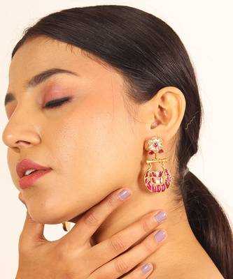 Pink Pachi Chandbali Earring 4