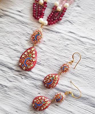 Rose Quartz & Red Onyx Necklace Set 2