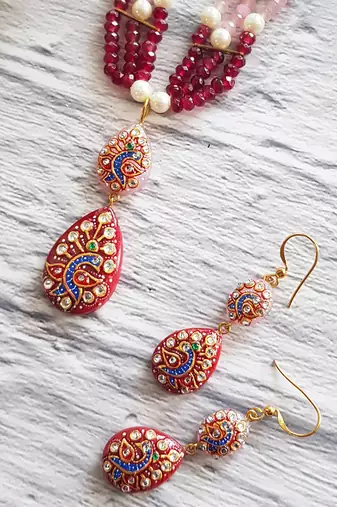 Rose Quartz & Red Onyx Necklace Set