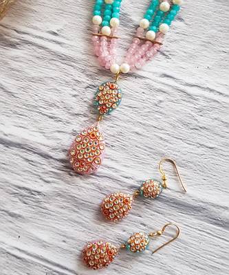 Aquamarine & Rose Quartz Necklace Set 2