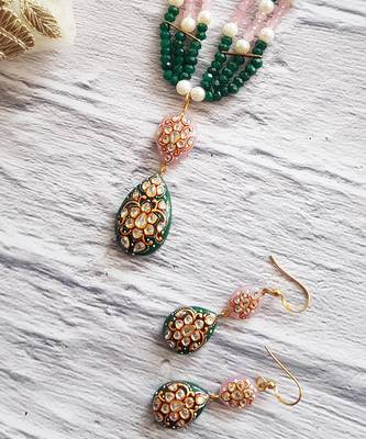 Green Onyx & Rose Quartz Necklace Set 2