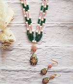 Green Onyx & Rose Quartz Necklace Set