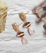 Rose Quarts Flower Painted Danglers