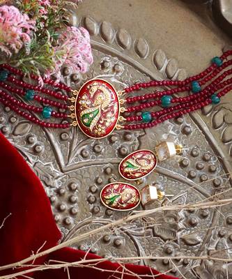 Red Peacock Necklace Set 2