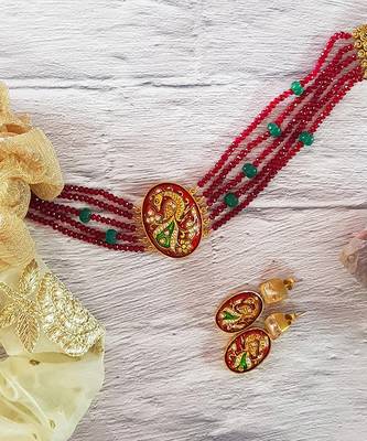 Red Peacock Necklace Set 1