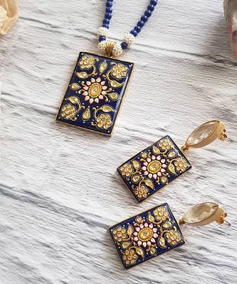 Blue Painted Necklace Set 2