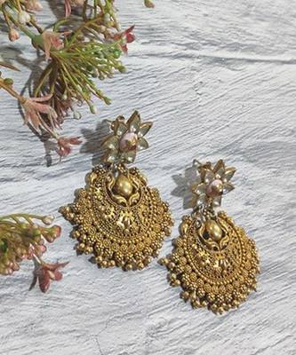 Pink City Temple Art Earring 1